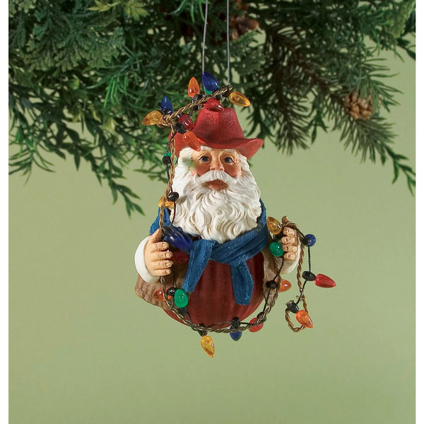 WESTERN LASSO SANTA ORNAMENT