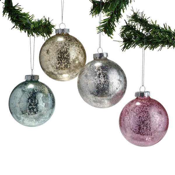 Drm Glass Ball Orn, Med, St/4