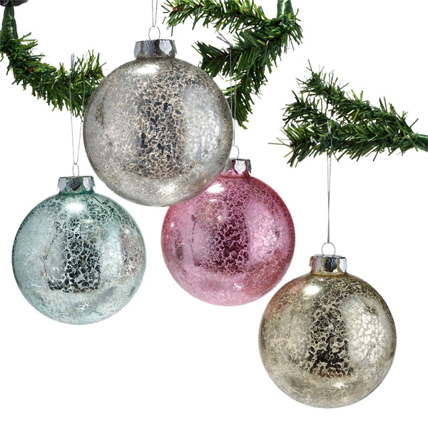 Dream Glss Ball Orn, Lg, S/4