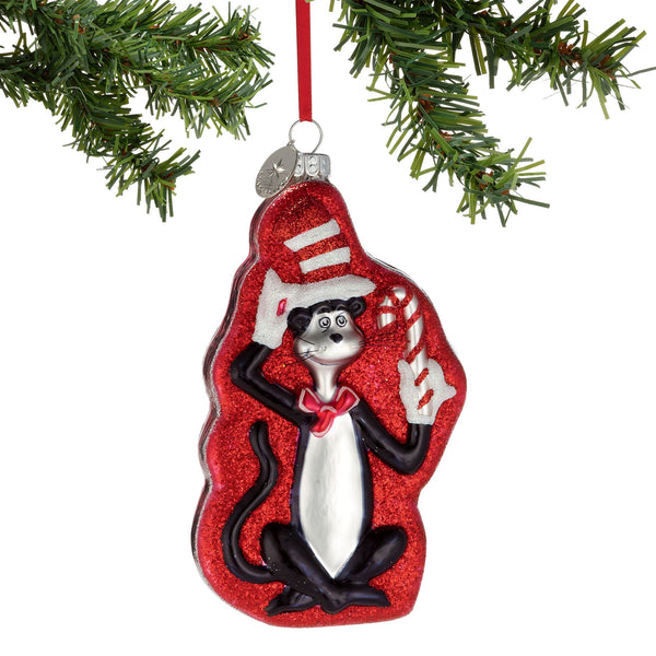 Cat In The Hat Glass Ornament