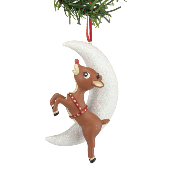 Rudolph Over The Moon Orn