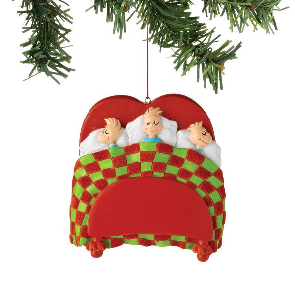 Three Kids In Bed Ornament