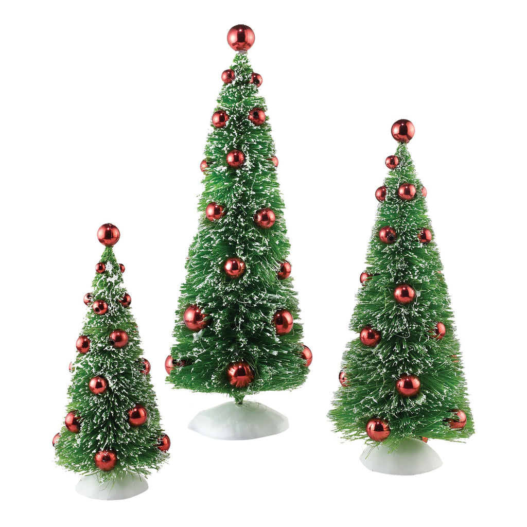 Trees w Red Ornaments, Set 3