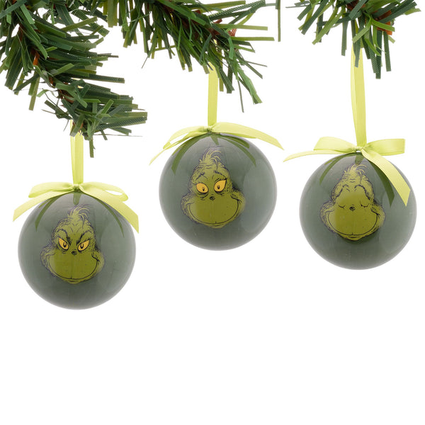 Grinchy Face Orns, Set Of 3
