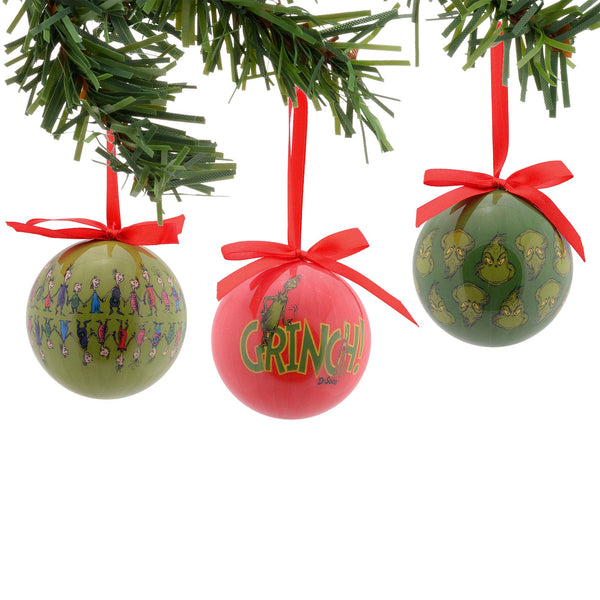 Grinch Pattern Orns, Set Of 3