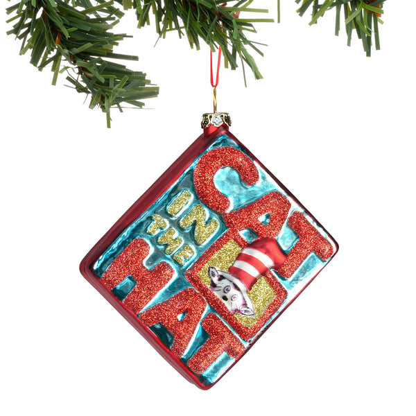 Glass Cat Book Ornament