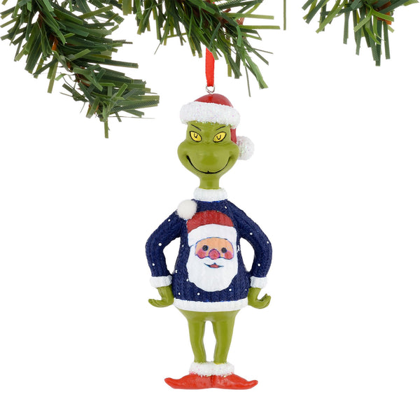 Grinch Santa Sweater Ornament
