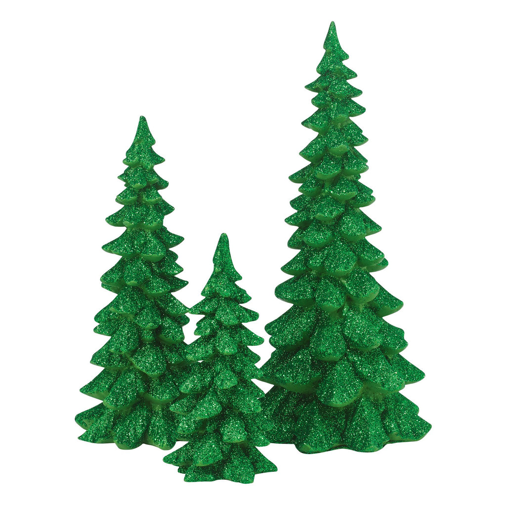 Green Holiday Trees, Set of 3