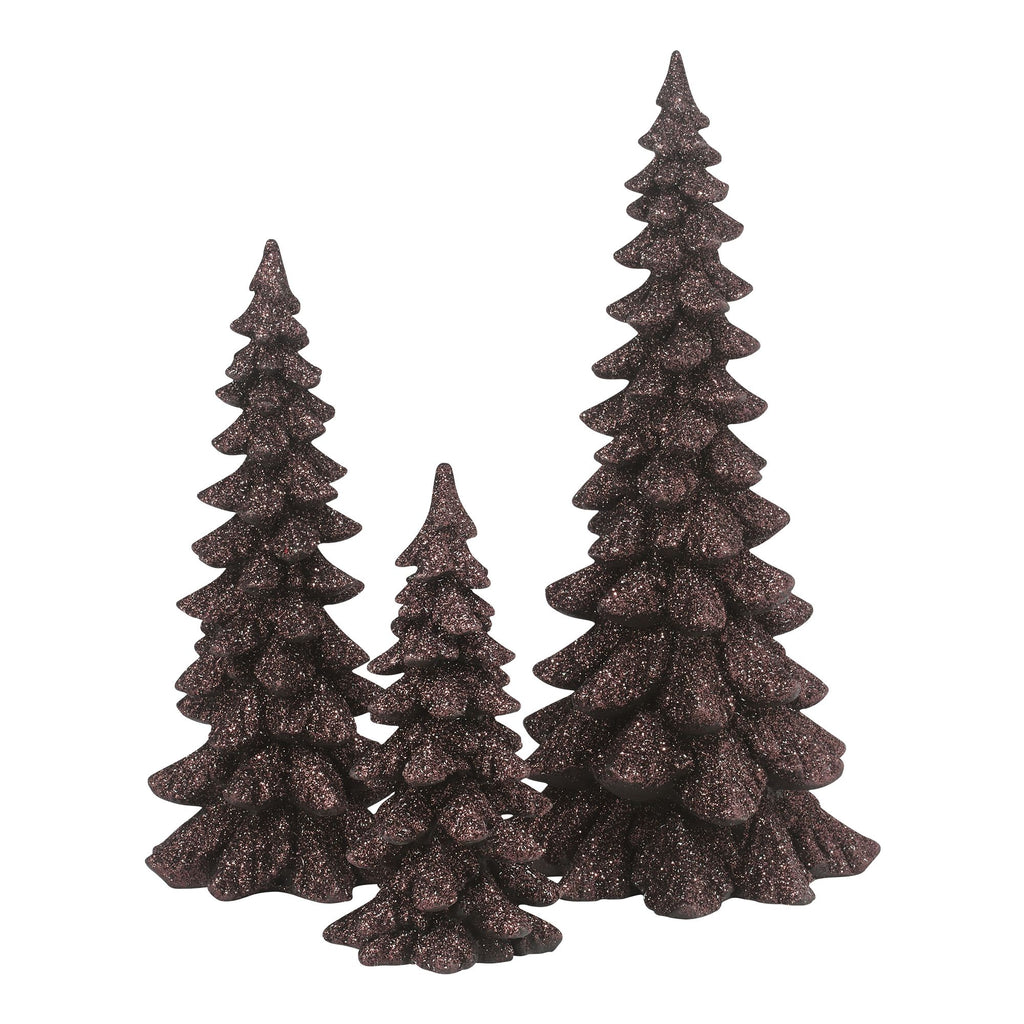 Brown Holiday Trees, Set of 3