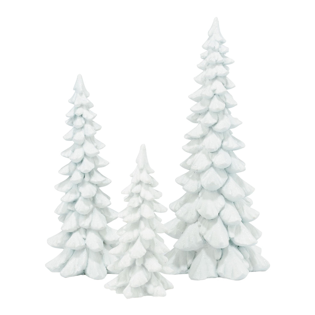 White Holiday Trees, Set of 3