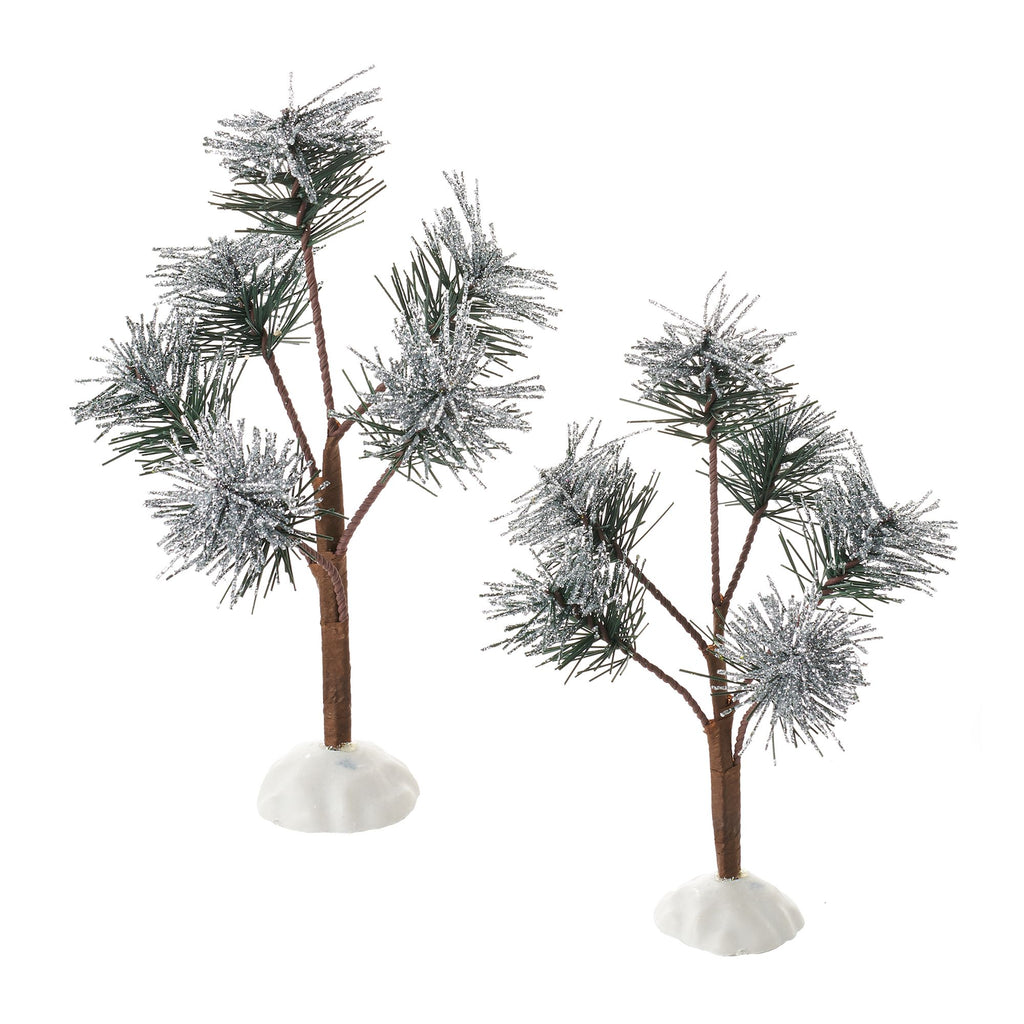 Silver Sparkle Pines, Set of 2