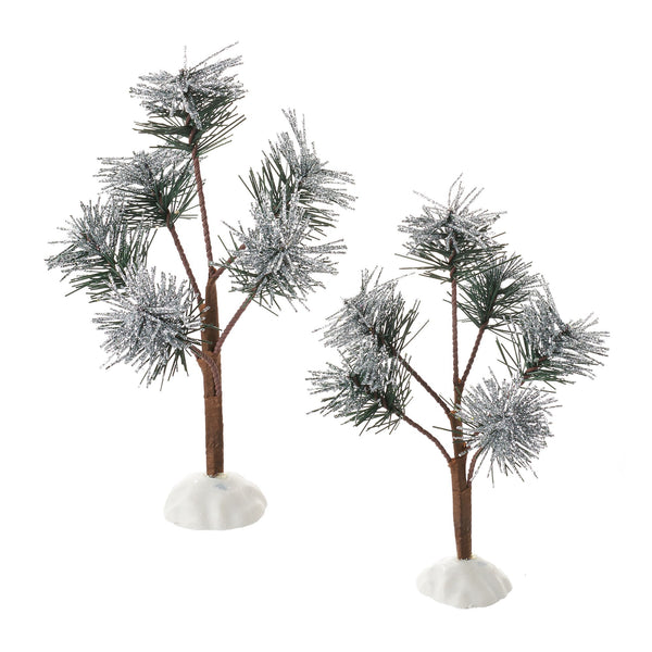 Silver Sparkle Pines, Set of 2