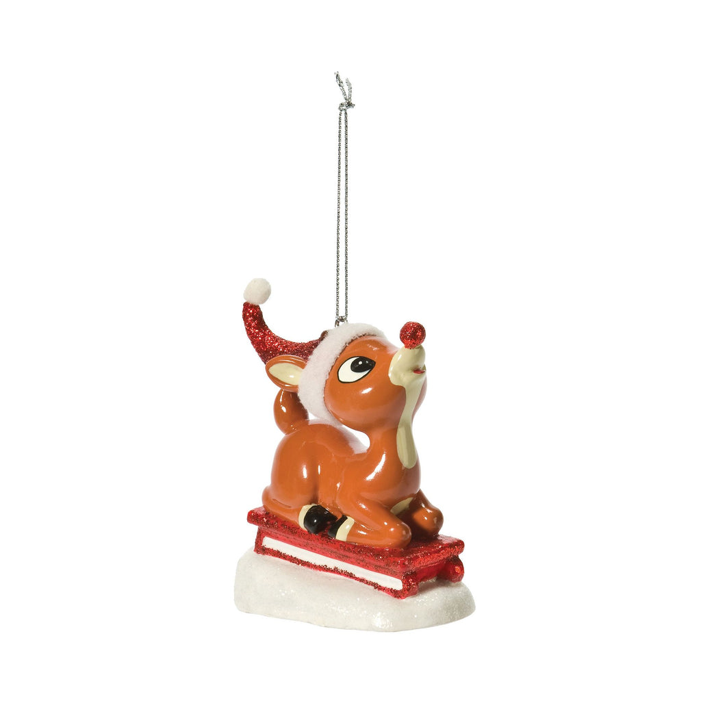 Glittered Rudolph Sledding