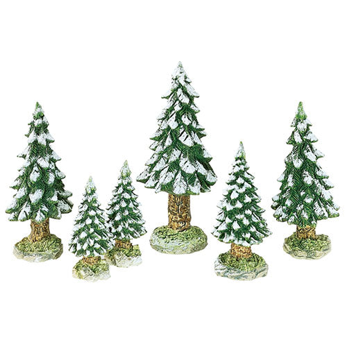 Village Snowy Evergreen Trees