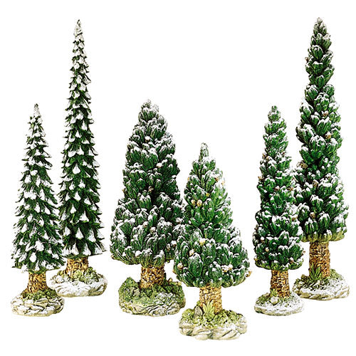 Village Snowy Evergreen Trees