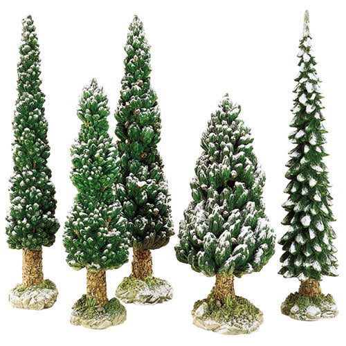 Village Snowy Evergreen Trees