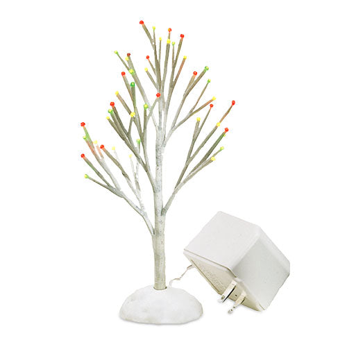 Village Lighted Snowy Tree