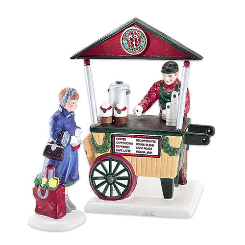 Department 56 Starbucks Coffee Cart Christmas Village Figures Handpainted  Retired 