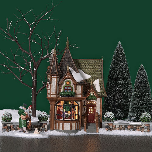 Dept 56 Holly Tree Inn set of 2: Dickens' Village Series Department 56-RETIRED  Vintage Christmas Village Porcelain Lighted House 