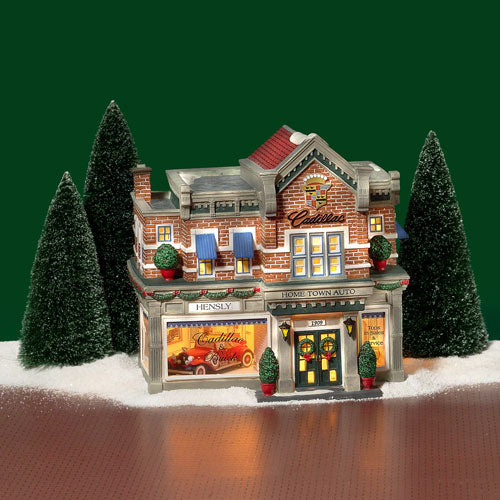 Dept 56 Christmas in The City outlet Hensly Cadillac & Buick COMPLETE Light Works!