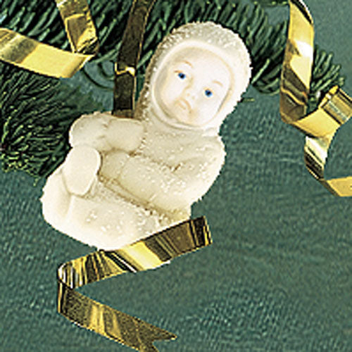 Snowbaby On A Brass Ribbon Orn